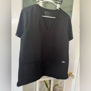 Figs Black V-Neck Scrub Top